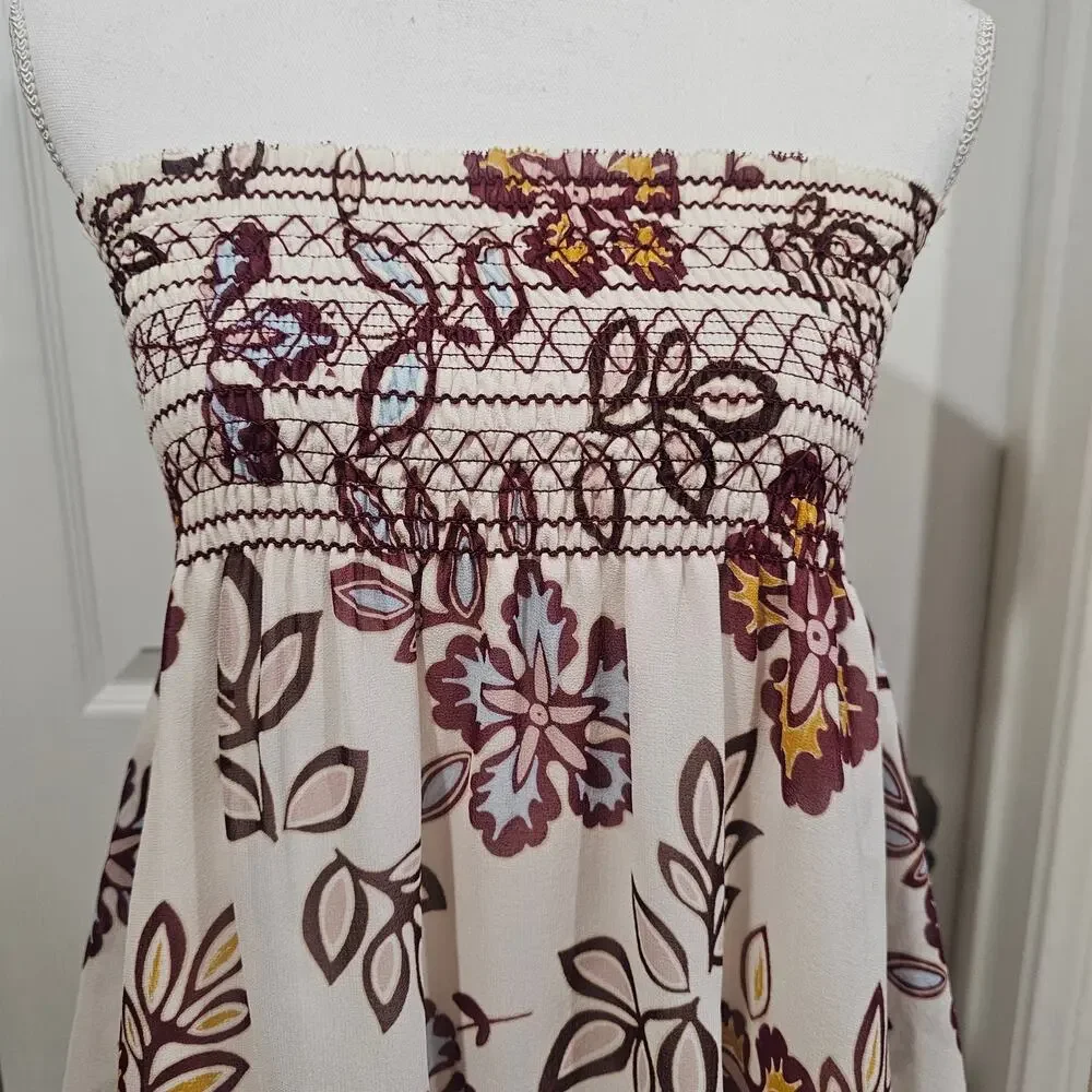 Tory Burch 100% Silk Floral Strapless Midi Dress Size S - Picture 6 of 6
